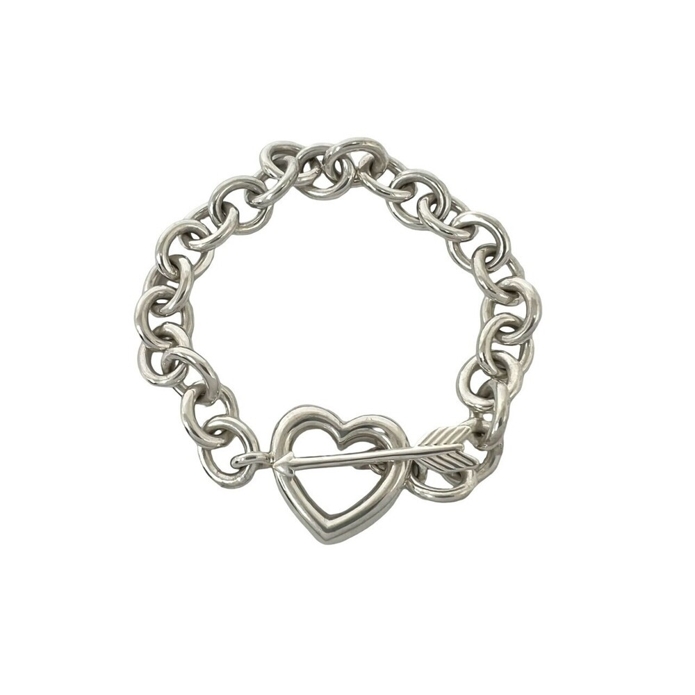 TIFFANY & CO. Vintage Silver Heart Charm Bracelet